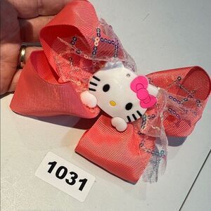 1031 Salmon  Color Hello Kitty Hair Bow Alligator Clip